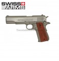 Swiss Arms P1911 Pistola Full Metal Blow Back Plata/madera 4,5MM CO2