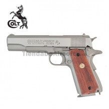 Colt 1911 Serie 70 Pistola 6mm Full Metal Blowback CO2 Niquel Marrón