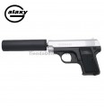 Galaxy tipo Colt 25  con estabilizador -FULL METAL- bicolor    - Pistola Muelle - 6 mm